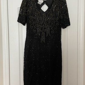 90's Black Beaded Dress JMC